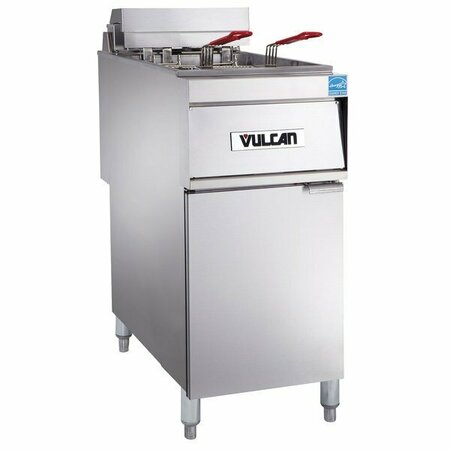 VULCAN 1ER50A-2 50 lb. Electric Floor Fryer with Analog Controls - 480V 3 Phase 17 kW 9011ER50AG